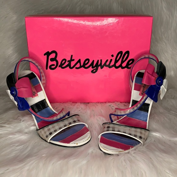 Betsey Johnson Shoes - Betseyville Heels – Colorful Strappy Sandals – Bow Accent – Statement Shoes